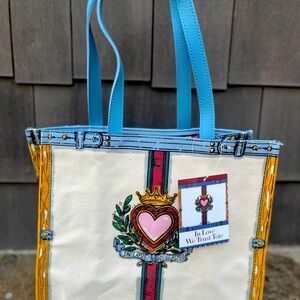 Brighton Blue and Cream Heart Tote